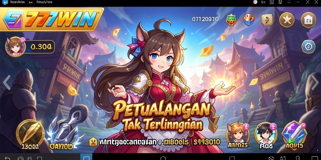 Screenshot gameplay 777WIN yang menampilkan aksi karakter anime.