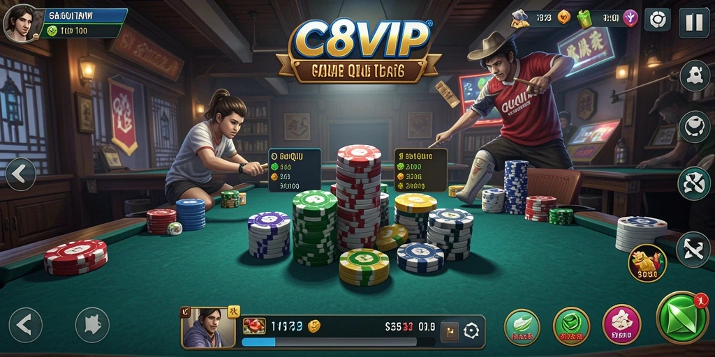 Gameplay mendebarkan QiuQiu di C8VIP dengan teman-teman.