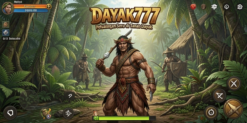 Tampilan gameplay DAYAK777 menunjukkan eksplorasi hutan yang mendebarkan.