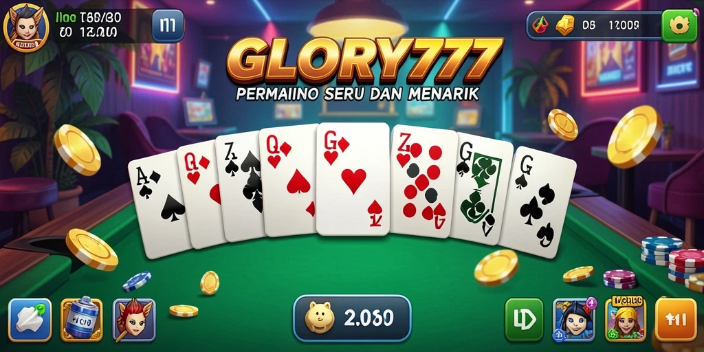 Tampilan gameplay seru dalam GLORY777 yang menampilkan permainan Domino.
