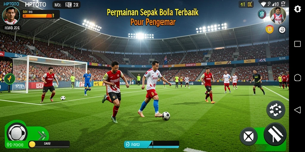 Screenshot gameplay HPTOTO menampilkan aksi seru di lapangan sepak bola.