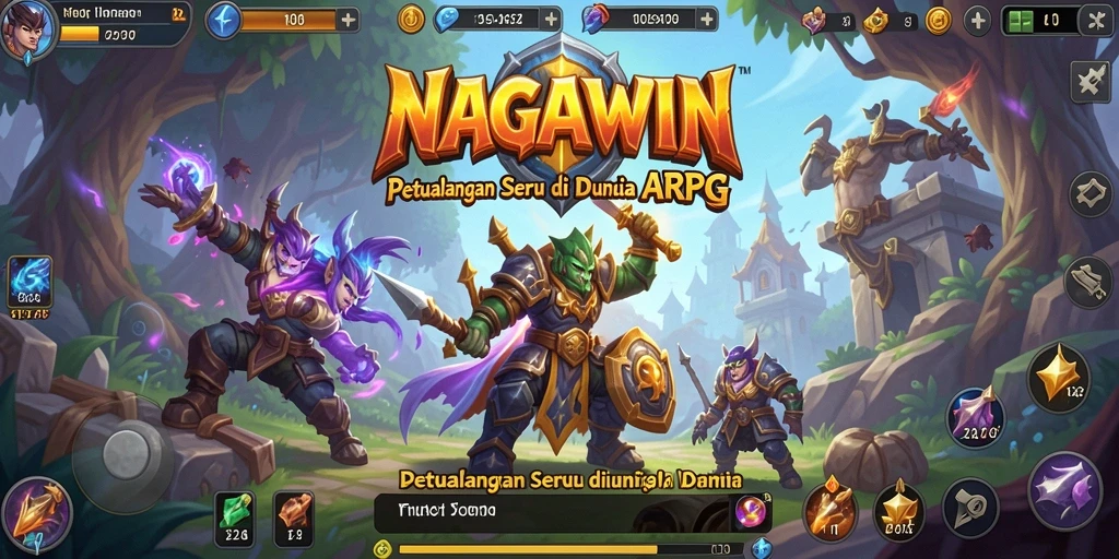 Screenshot gameplay NAGAWIN yang menunjukkan aksi pertempuran mendebarkan.
