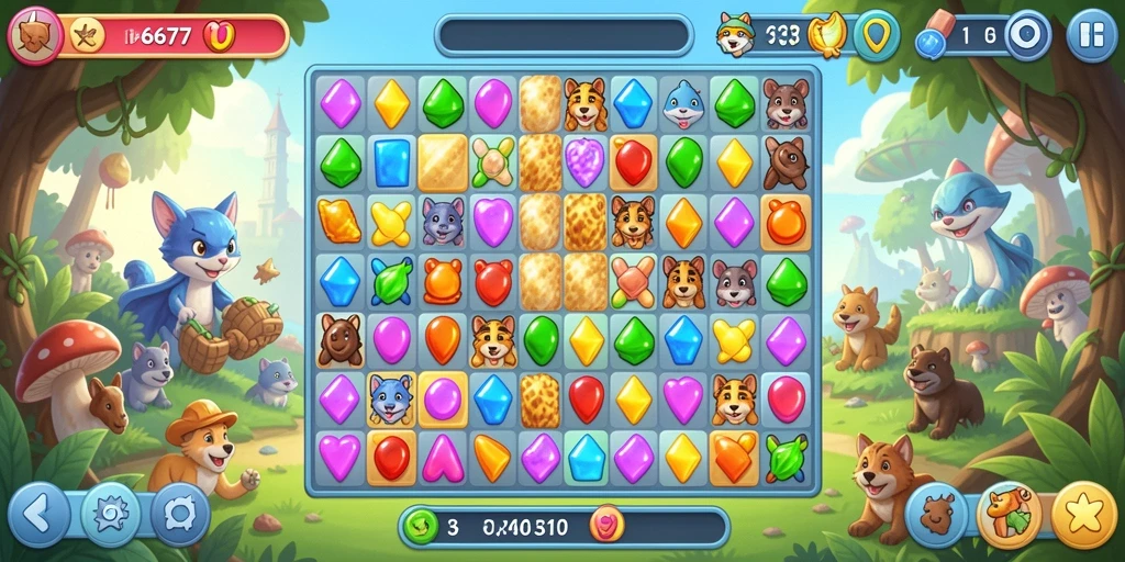 Menampilkan gameplay seru dari RP6677 dengan tantangan match-3.