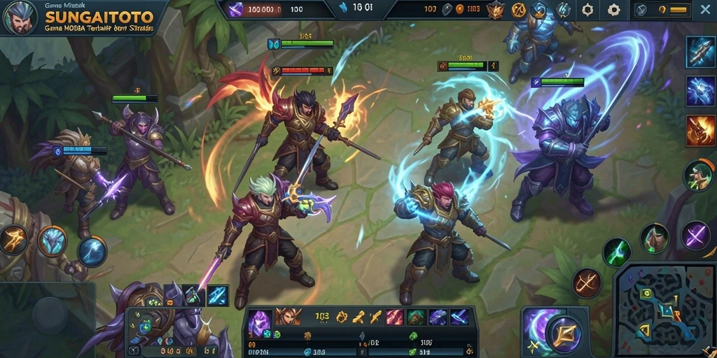 Screenshot gameplay SUNGAITOTO menampilkan pertarungan seru antar tim.