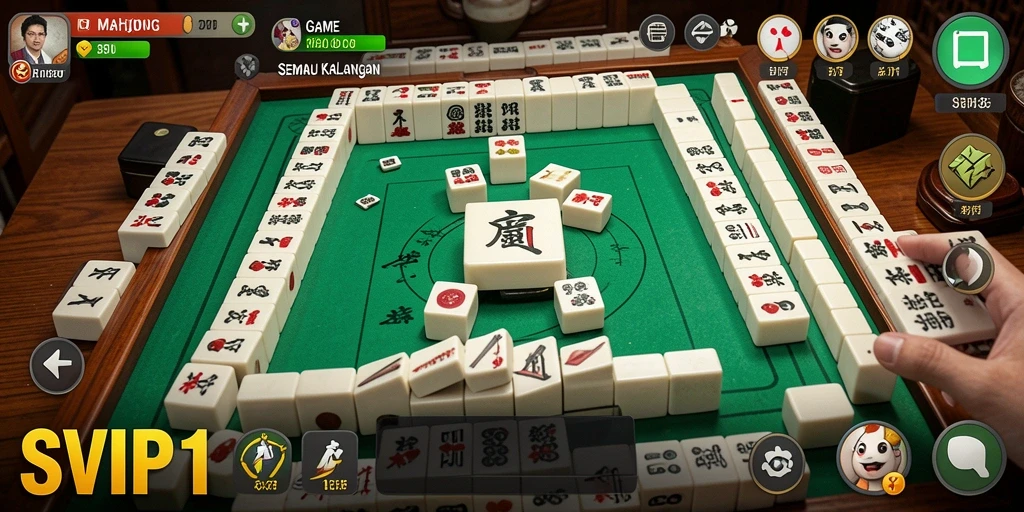 Tampilan gameplay SVIP1 dengan ubin Mahjong yang menantang.