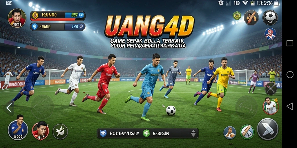 Tampilan gameplay UANG4D dengan aksi sepak bola yang intens.