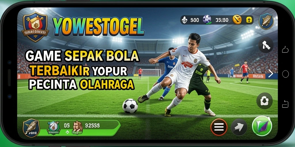 Tampilan gameplay menarik dari YOWESTOGEL dengan aksi sepak bola seru.