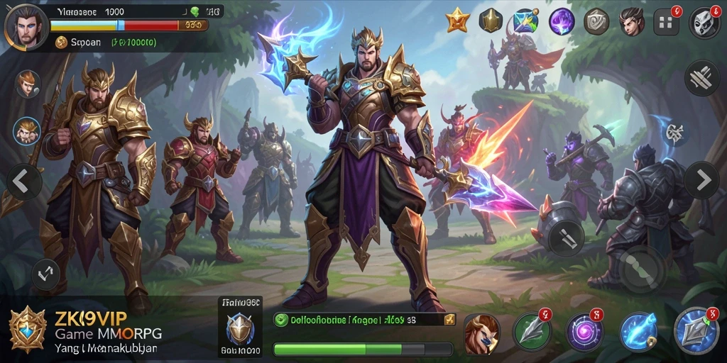 Tangkapan layar gameplay ZK9VIP menampilkan aksi seru dalam pertarungan melawan monster.